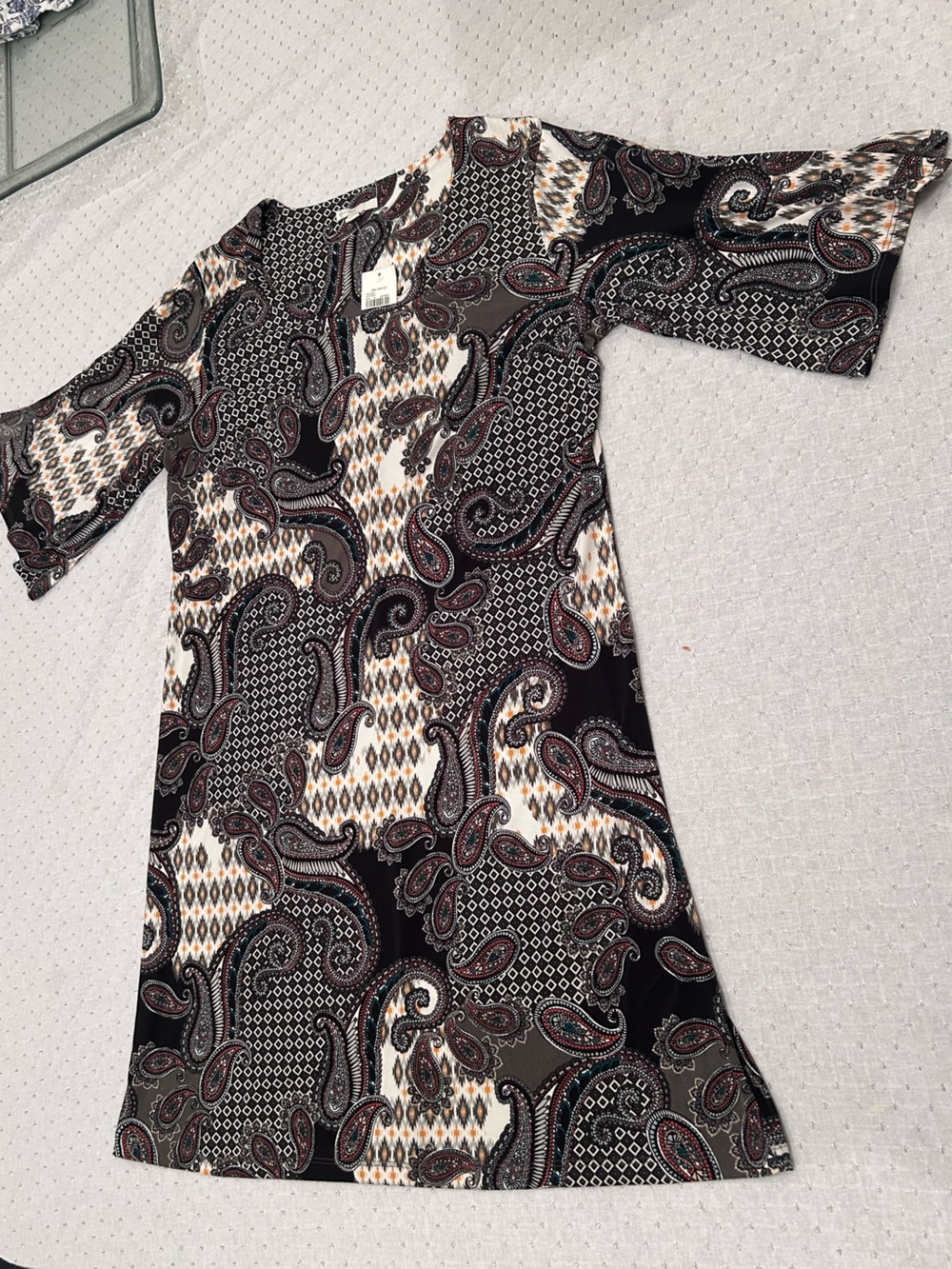 Paisley Print Asymmetrical vintage, unique, fun Women’s Dress in Black & Cream